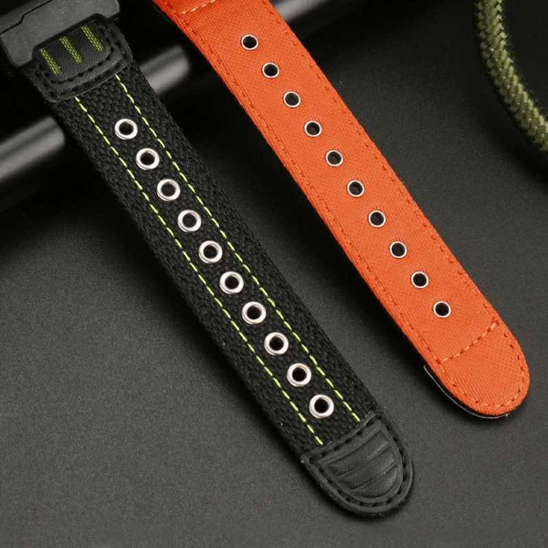 23mm Canvas Watch Strap With Adapter  for Casio PRG-510/110/130 PRW-5100G Integrated Nylon Accessory Bracelet