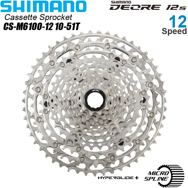 SHIMANO Deore M6100 12 Speed Cassette Sprocket 12V 12Speed Flywhee 12S 10-51T Micro Spline Cassette Mountain Bike Original Parts