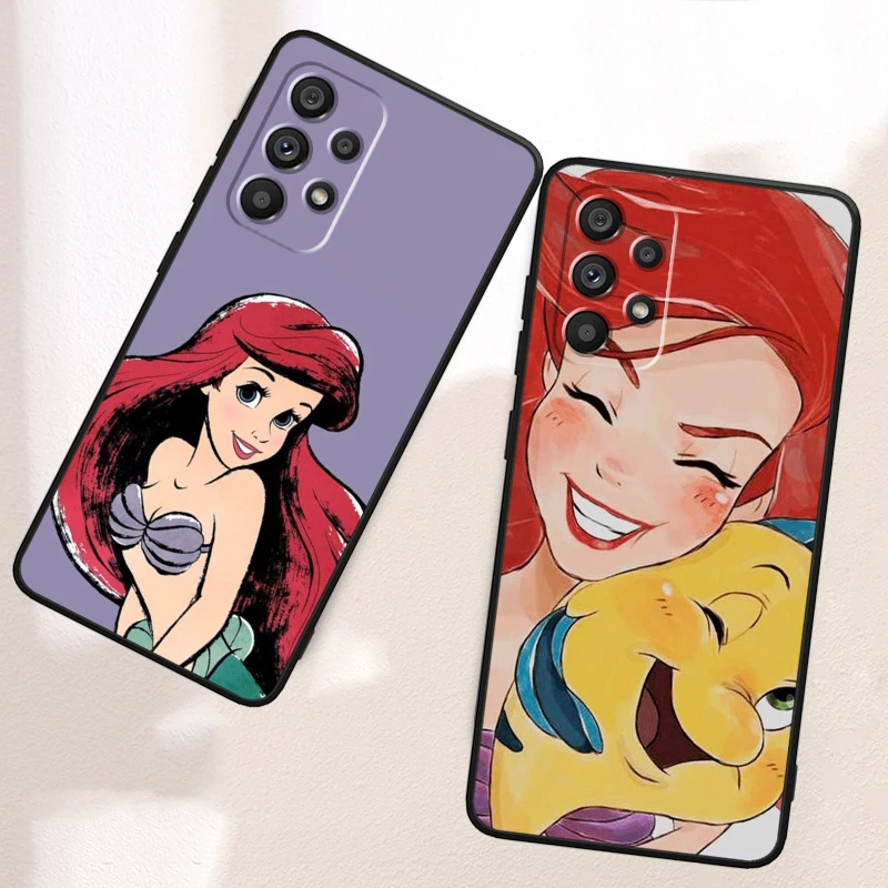 The Little Mermaid Cute For Samsung A53 A52 A33 A32 A51 A71 A21S A13 A73 A55 A22 A23 A35 A72 A54 A12 5G Black Funda Phone Case