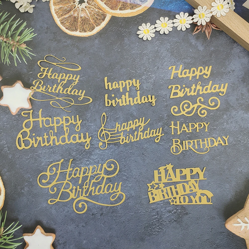 2023 nuovo arrivo Happy Birthday Letter Metal Cutting muore per Scrapbook Card Making Knife mold Blade Punch Words frase Stencil