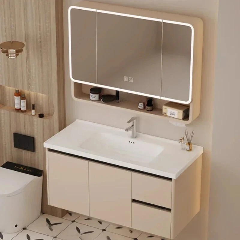 Luxury Orgnizer Bathroom Cabinet Mirror Led Light Vanity Storage Toilet Cabinet Home Smart Badezimmer Schrank Bathroom Furnit