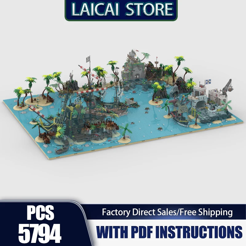 

Модель пиратской крепости Moc, строительные кирпичи, модель пиратской группы, технология здания, модульные блоки, замыкание, рождественская игрушка