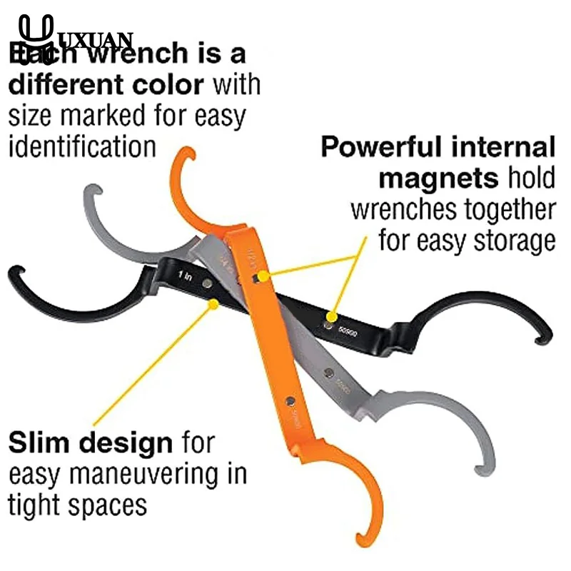 Juego de llaves de bloqueo de conductos, herramienta de tuerca antiaflojamiento, llave de aleación de acero en forma de S para reparación de tuberías de agua de coche y camión, 1 Juego