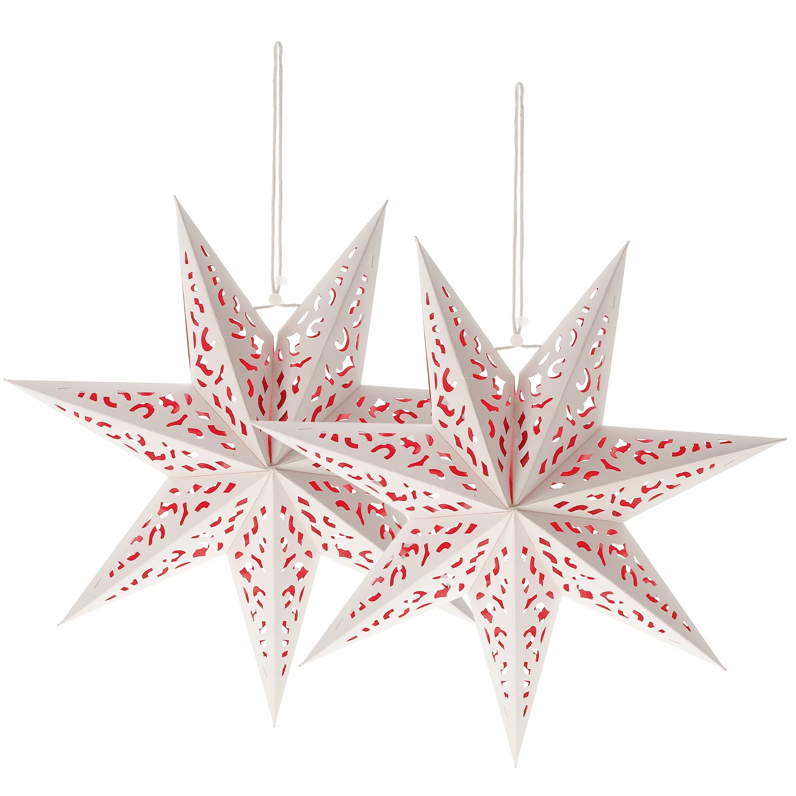 

2Pcs Paper Lantern Shade Lightweight Star Shaped Wedding Hollow Hanging Cover Christmas Festival Home Bar