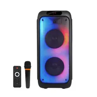 Rechargeable 100W Live Party Box Outdoor Portable Karaoke Loudest Bluetooth Colorful Led Flame Light Wireless Mic Speakers