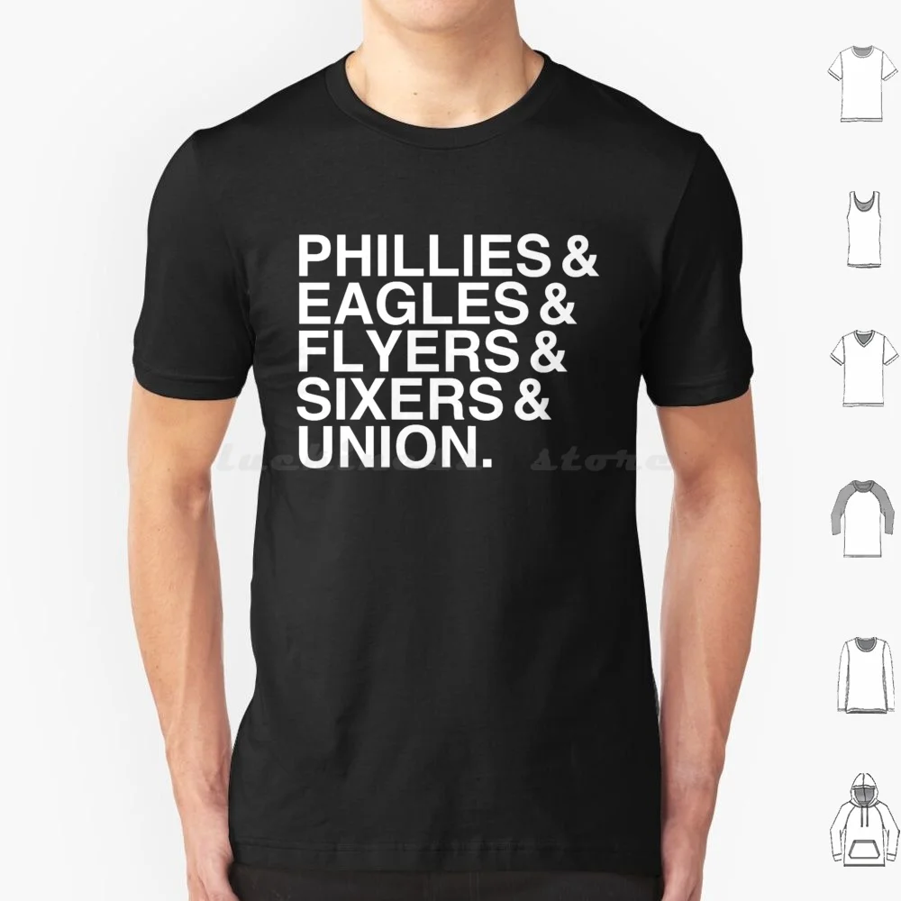 Philadelphia Team Sports Nicknames T Shirt Big Size 100% Cotton Bullies Fightins Birds Union Zolos Philadelphia