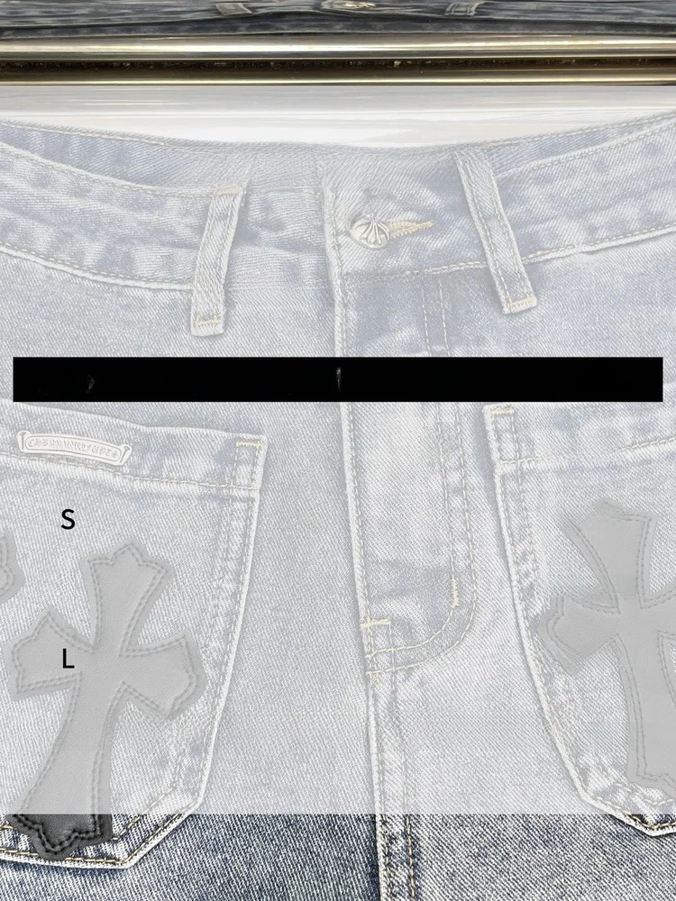 Celana Jeans Wanita Model Wide Leg dengan Desain Patch Kulit Retro, Celana Denim Pinggang Tinggi, Gaya Vintage yang Modis