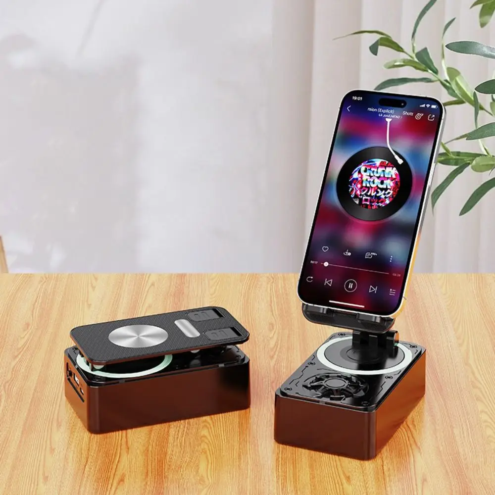 Foldable 3 in 1 Phone Holder Anti-Slip Pads Multi-Function Bluetooth Speaker Phone Stand Portable Rotating