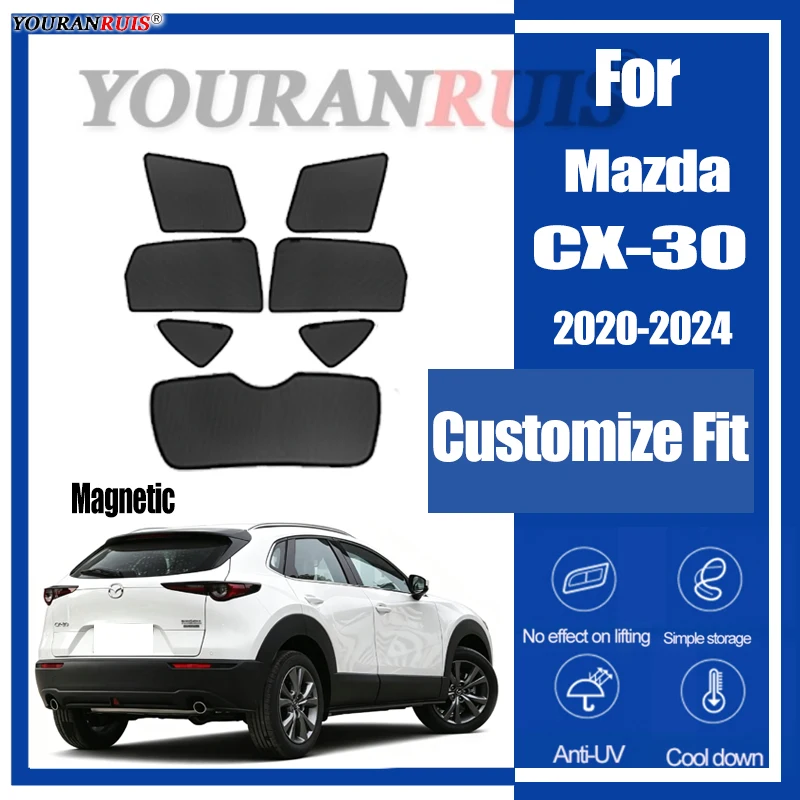 

Magnetic Customize For Mazda CX-30 2020-2024 Car Side Windows Sunshade Curtains Mesh Heat Insulation Protect Privacy Accessories