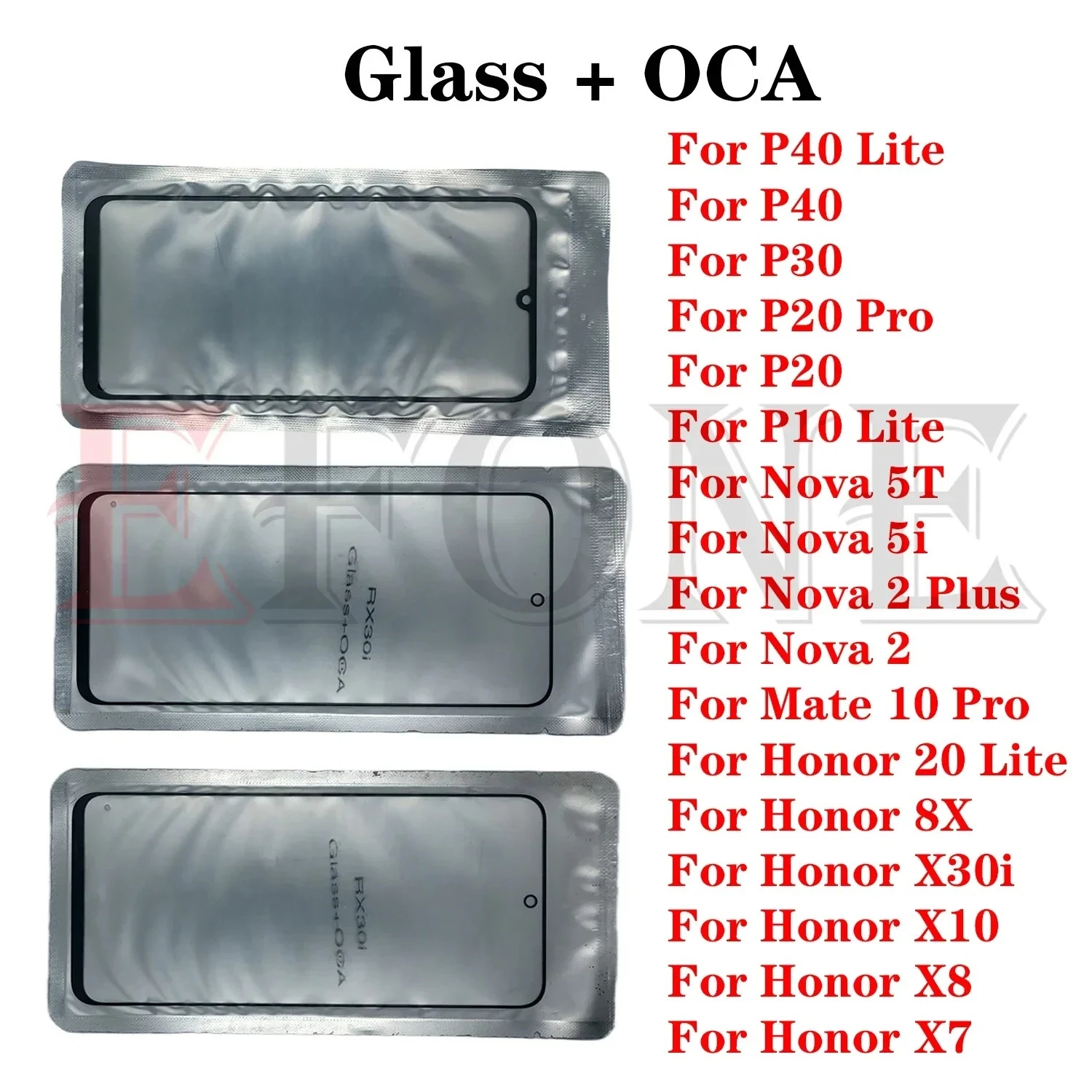For Honor 8X X7 X8 X10 20 X30i For Huawei Mate 10 Nova 2  5i 5T P10 P20 P30 P40 Lite Pro Plus Front Touch Screen Glass With OCA