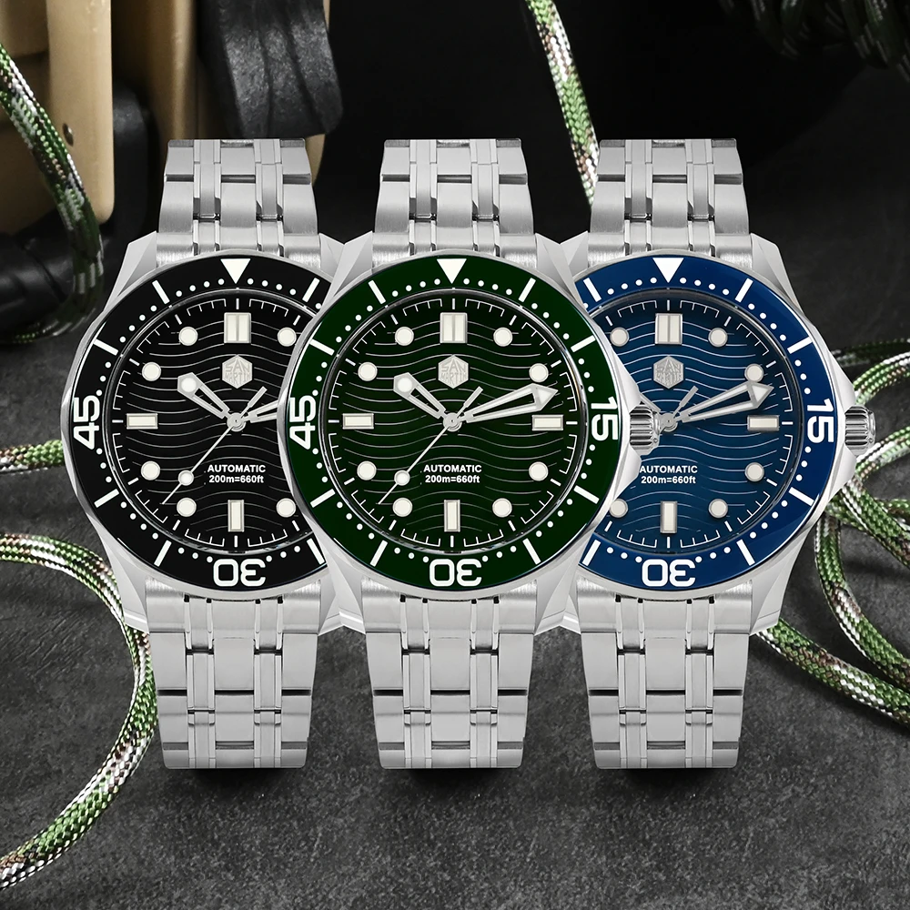 San Martin 42mm Stainless Steel Men Luxury Diver Watch YN55 Automatic Mechanical Sapphire BGW9 Full Luminous 20Bar Waterproof