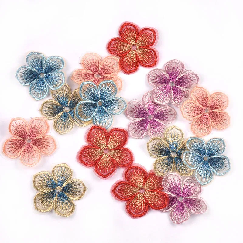 10pcs 4.5cm Big Flower Multicolor Lace Patches Embroidery Appliques For Sewing Clothes Accessories DIY Supplies Handmade Crafts