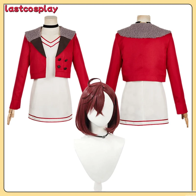 Anime Dandadan Momo Ayase Red Suit Cosplay Costume Wigs  Roleplay Dress Coat Outfits Halloween Carnival Party Women Uniform