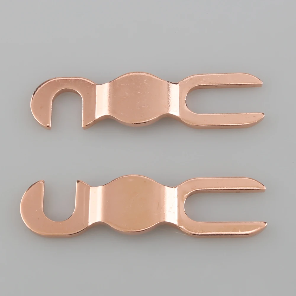 4PCS Red Copper/Sliver/Gold plated KTV Speaker Jumper Bridge Cable U Fork Audio Terminal Connector DIY audio Y spade plug - Image 4