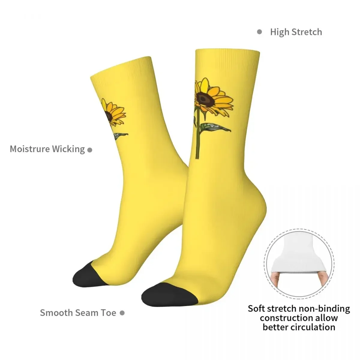 Little Aesthetic Sunflower Socks Harajuku Super Soft Stockings All Season Long Socks Accessories for Man's Woman's Gifts