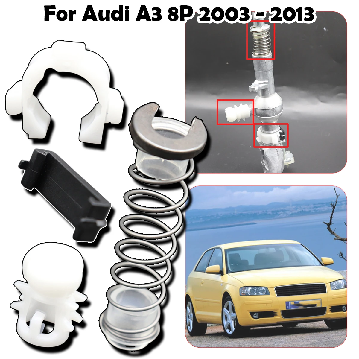 

For Audi A3 8P 2003-2013 Gear Shifter Selector Lever Shaft Gear Stick Spring Bushing Manual Shift Issue Fix Linkage End Rebuild