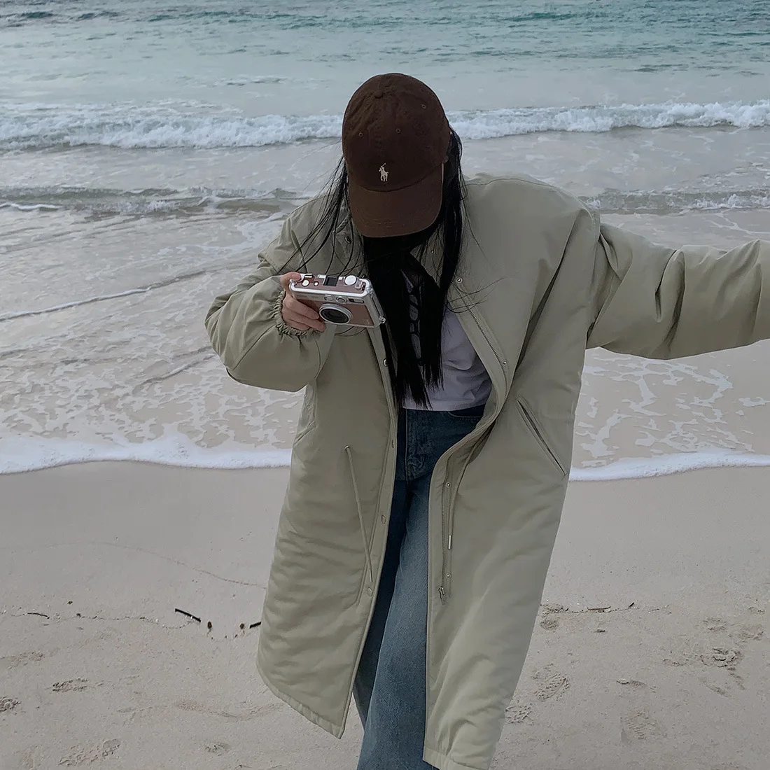 Women Parkas Long Coats Jackets Stand Collar Drawstring Coat Thick Warm Y2k Streetwear Jacket Work Outerwear Autumn Winter