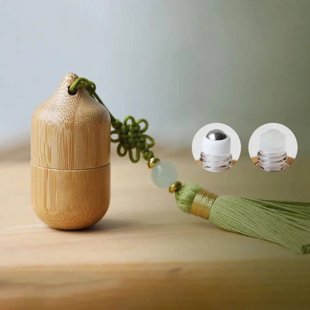 Ancient Style Empty Bottle Bamboo Roller Ball Bottle Reusable Exquisite Perfume Bottle Mini 1ML Essential Oil Bottle Gift