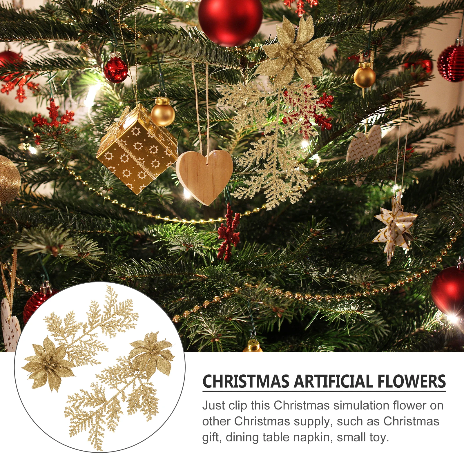 

6 Pcs Christmas Flower Pendant Decorations Tree Pine Branches for Decorating Flowers
