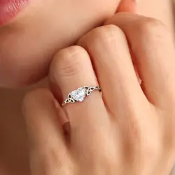 U7 925 Sterling Silver Celtic Knot Heart Birthstones Rings for Woman Promise Engagement Wedding Ring Dainty Jewelry Gift for Her