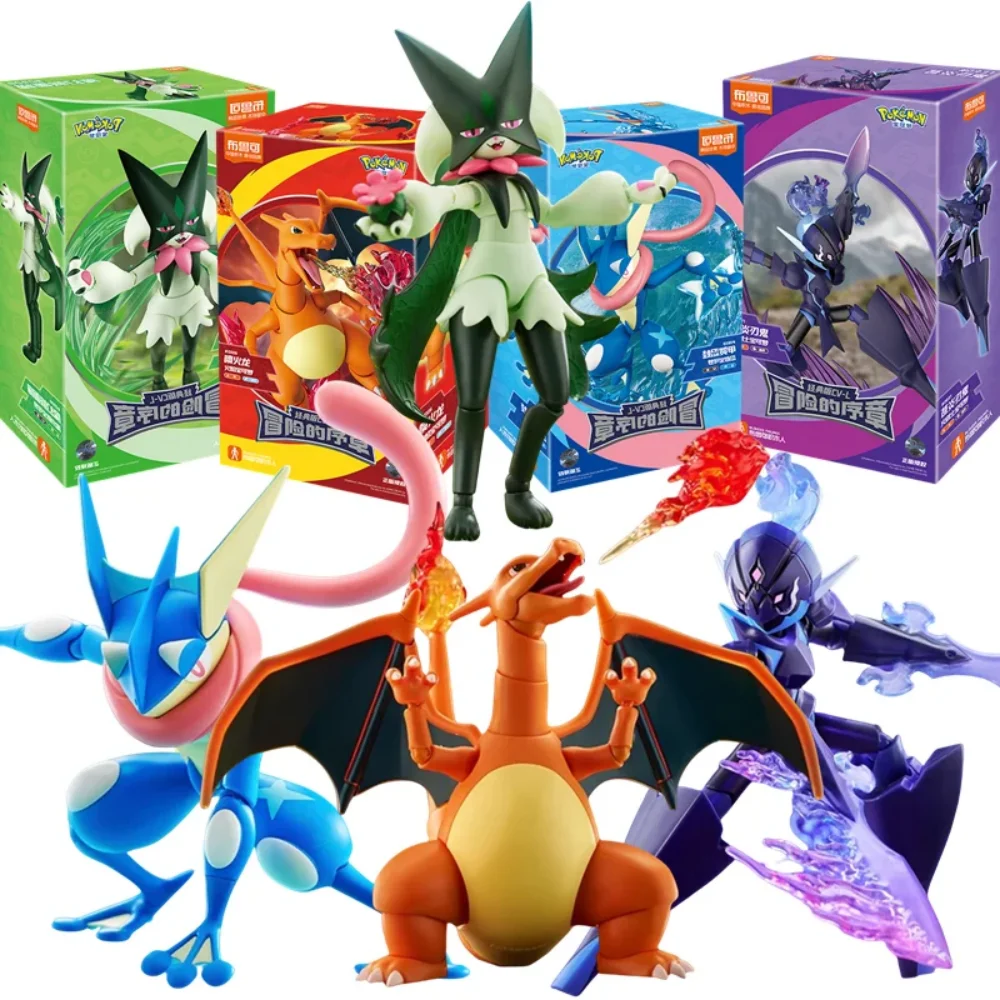 Blokees originales Pokemon Charizard Greninja Meowscarada Ceruledge Pikachu caja ciega bloques de construcción figura de acción Anime muñeca de juguete