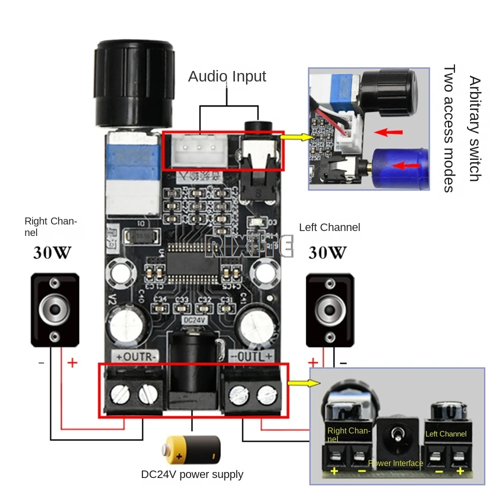 30W + 30W HD 디지털 오디오 전력 증폭기 모듈 TPA3110D2 듀얼 채널 증폭기 보드 범용 A240 DC 12V 24V