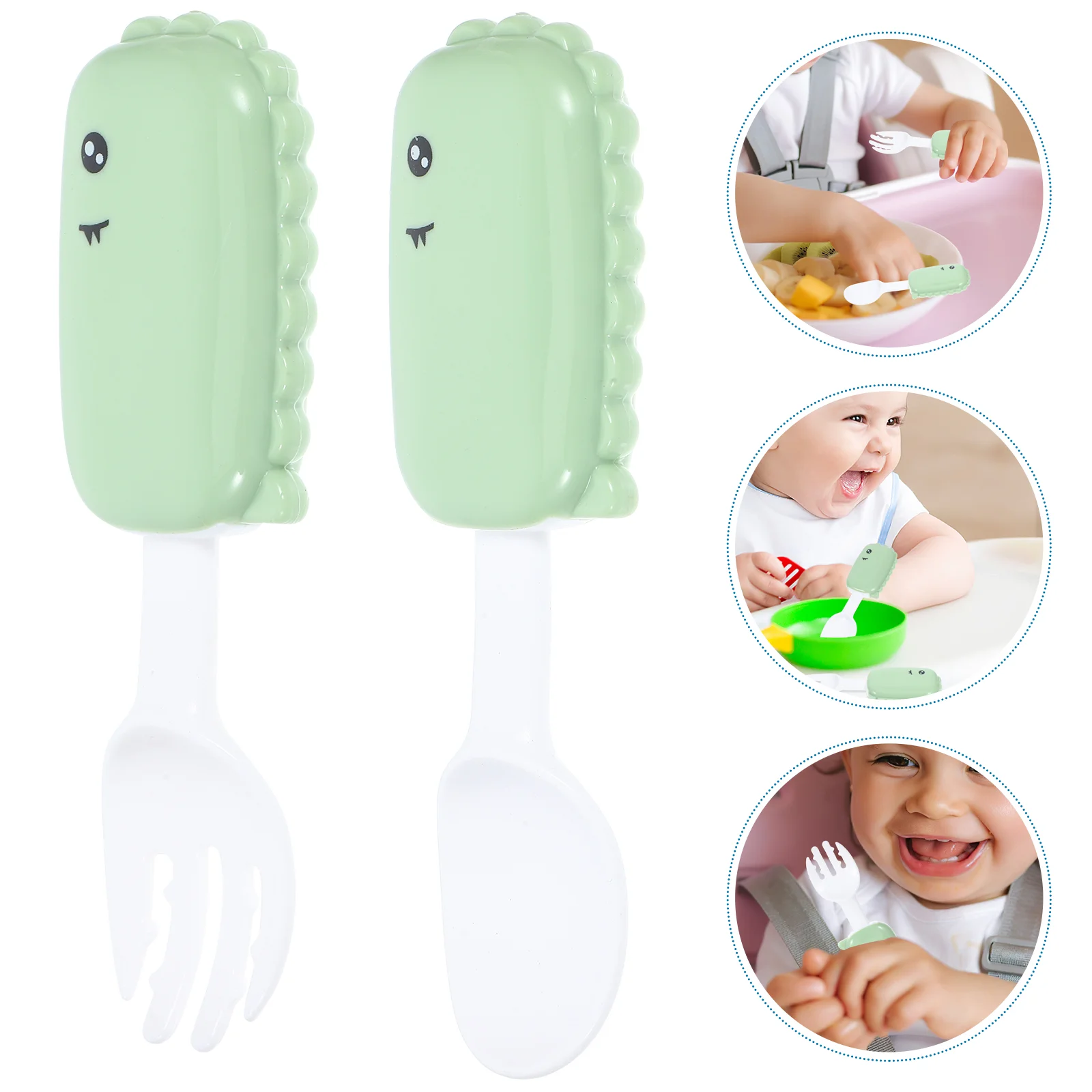 

Baby Training Fork and Spoon Toddler Utensils Forks Handle Eating Pp Feeding Travel