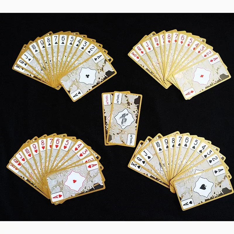 Vermelho/preto plástico pvc poker impermeável transparente ouro dragão padrão jogando cartas presente criativo poker