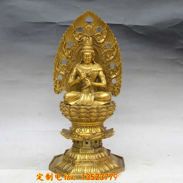 40CM  LARGE Asia home shop hall efficacious Talisman bless Safe Good luck Tathagata Vairocana RU LAI Buddha BRASS statue