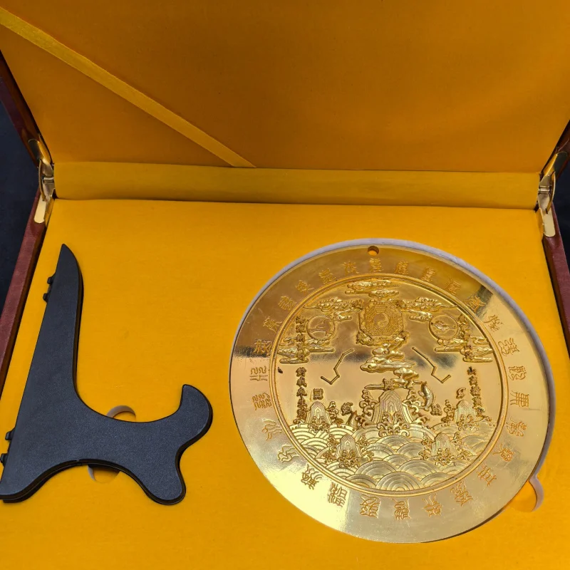 

Longteng Four Seas Shanhai Town Открытый Премиум Памятное Металлическое Ремесло Прямая трансляция Позолоченная бронза Багуа Зеркало Орнамен