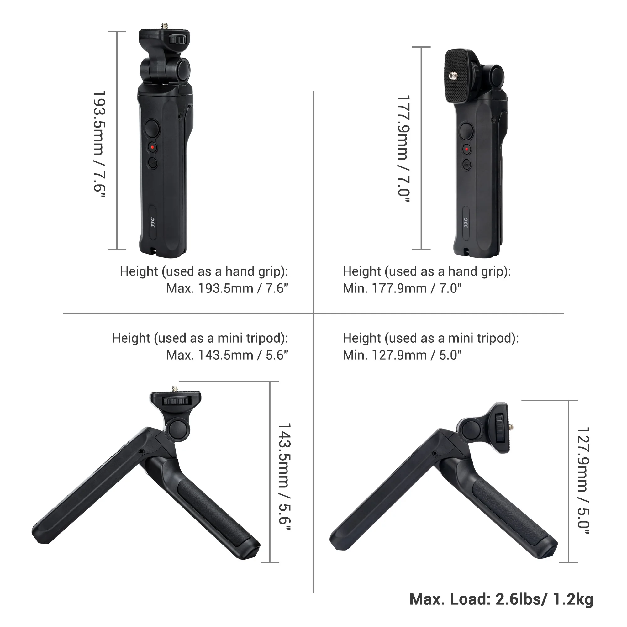 JJC Wired Remote Shooting Grip Mini Tripod for Panasonic LUMIX S9 G100D for Vlogging Video Recording Live Streming