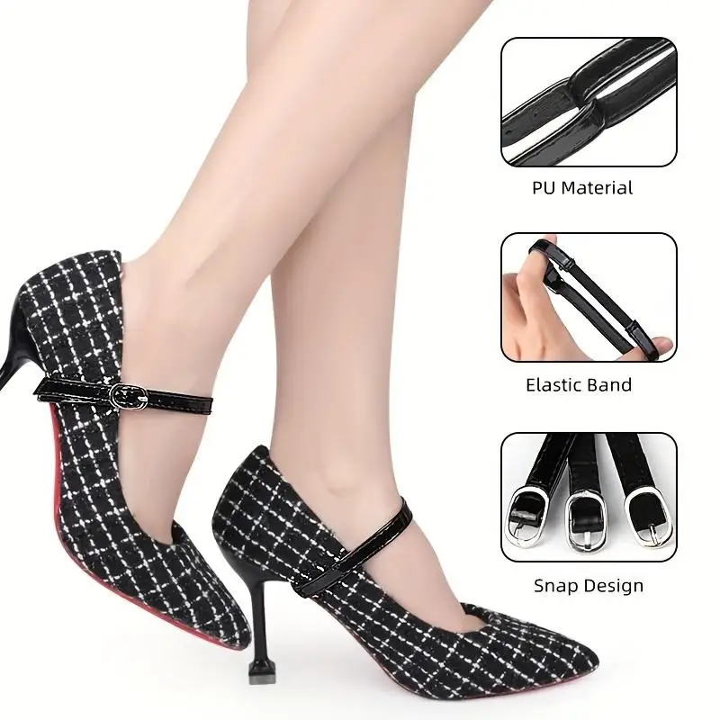 

Shoe Strap Fixator Anti Loose with Buckle Leather Ankle Tie Holder Shoes Band Detachable Belts for Women Lady Shoe Accessories