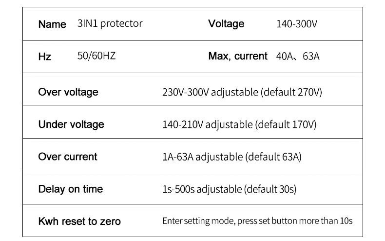 40A 63A 230V Din-schiene Einstellbare Überspannung Und Unter Spannung Schutz Gerät Schutz Relais Überstrom Schutz Grenze – Detail 15