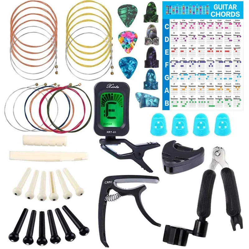 Guitar Tool Kit Guitar Capo/Guitar Picks/Tunner/Fingertip Protector Parts Pure Copper Strings Guitar repair tools Stage Audio