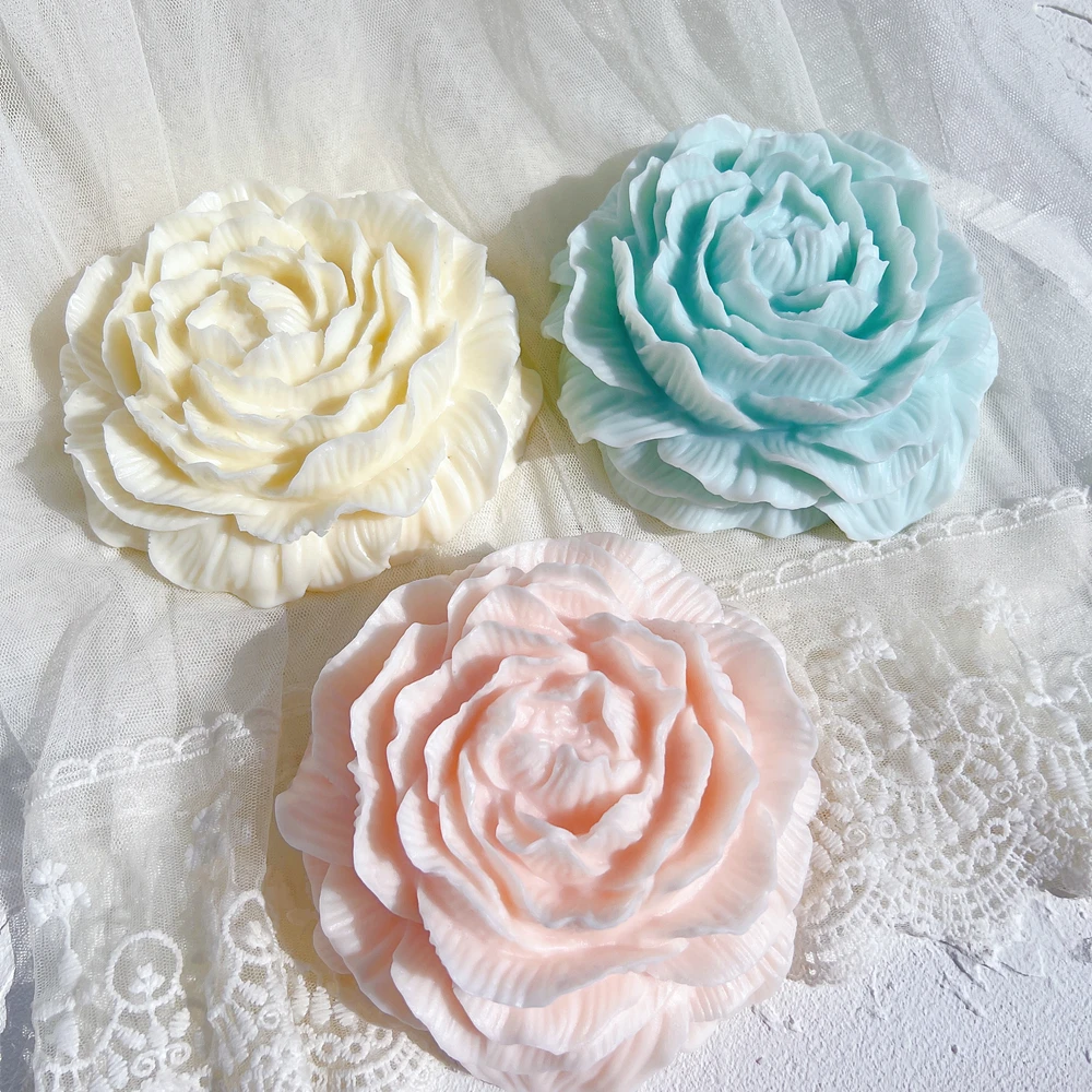 

15CM Peony Flower Silicone Candle Molds Jello Sugar Chocolate Fondant Molds Peonies Polymer Clay Soap Silicone Mould