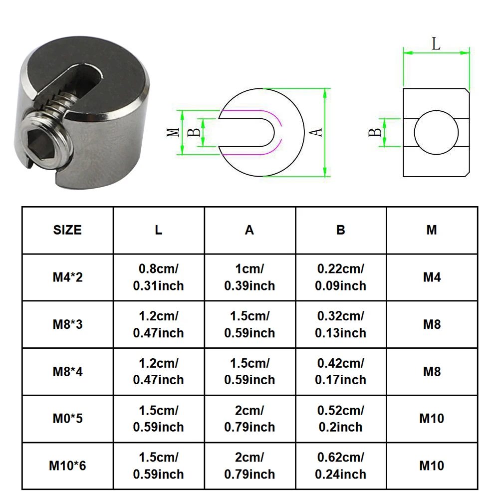 5Pieces 316 Stainless Steel Wire Rope Clamp Garden Wire Rope Net Clamp Clothesline Stop Clamp Used for Fixing Balcony Furniture