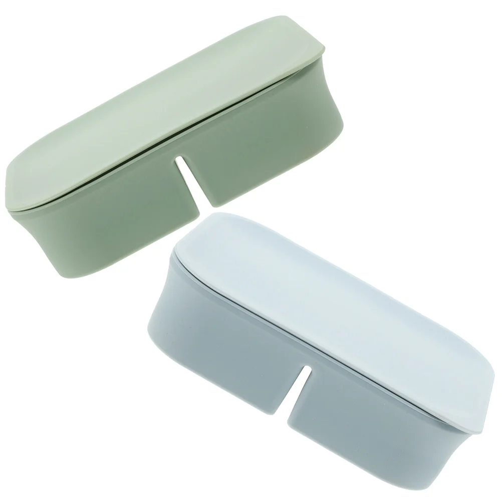 

2Pcs Silicone Airtight Food Storage Containers 4 Compartments Box for Freezer Refrigerator Kitchen Organization and Fresh