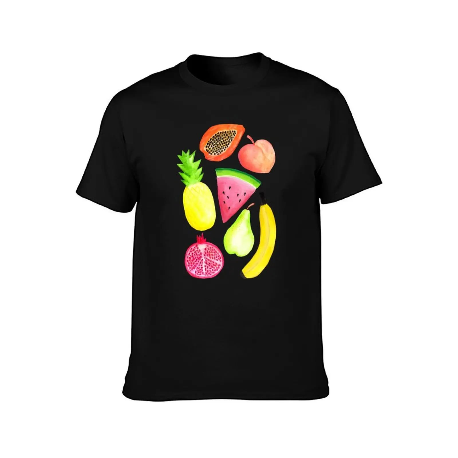Tropical Fruit Punch Orange T-Shirt, Summer Casual Cotton Tee, Oversized Streetwear Tops, Vintage Graphic Print, 100% Cotton