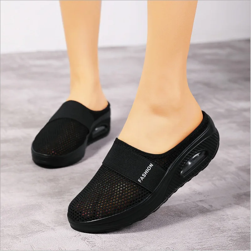 Women Walking Shoes Air Cushion Slip-On  Orthopedic Diabetic Ladies Platform Mules Mesh Lightweight Slipper Wedge Female Sneaker