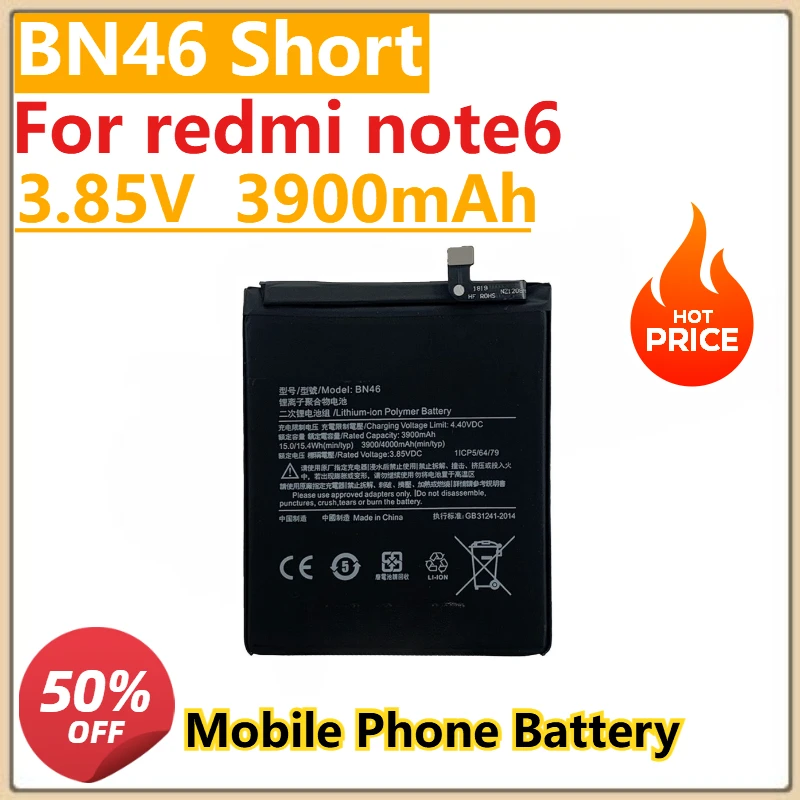 

Новый аккумулятор BN46 3,85 В, 3900 мАч для Xiaomi Redmi Note 8 Note 8T 8 Redmi 7 Redmi7 Note 6 Note6 Bateria
