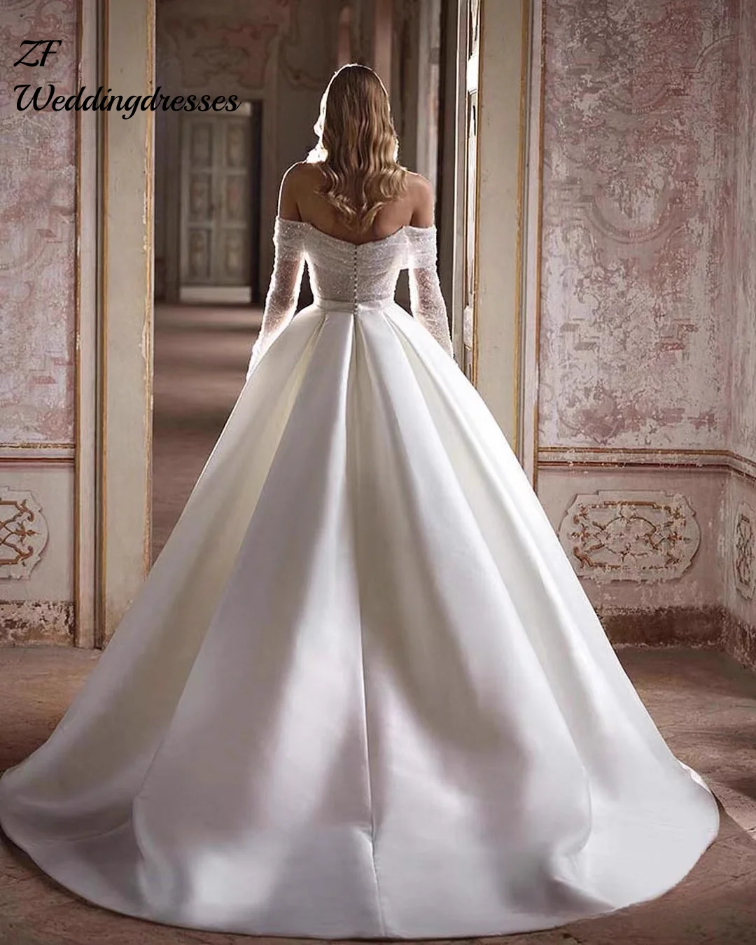 Customized French one-shoulder, slimming, luxurious, heavy-duty satin wedding dress, a new style of simple and elegant evening d