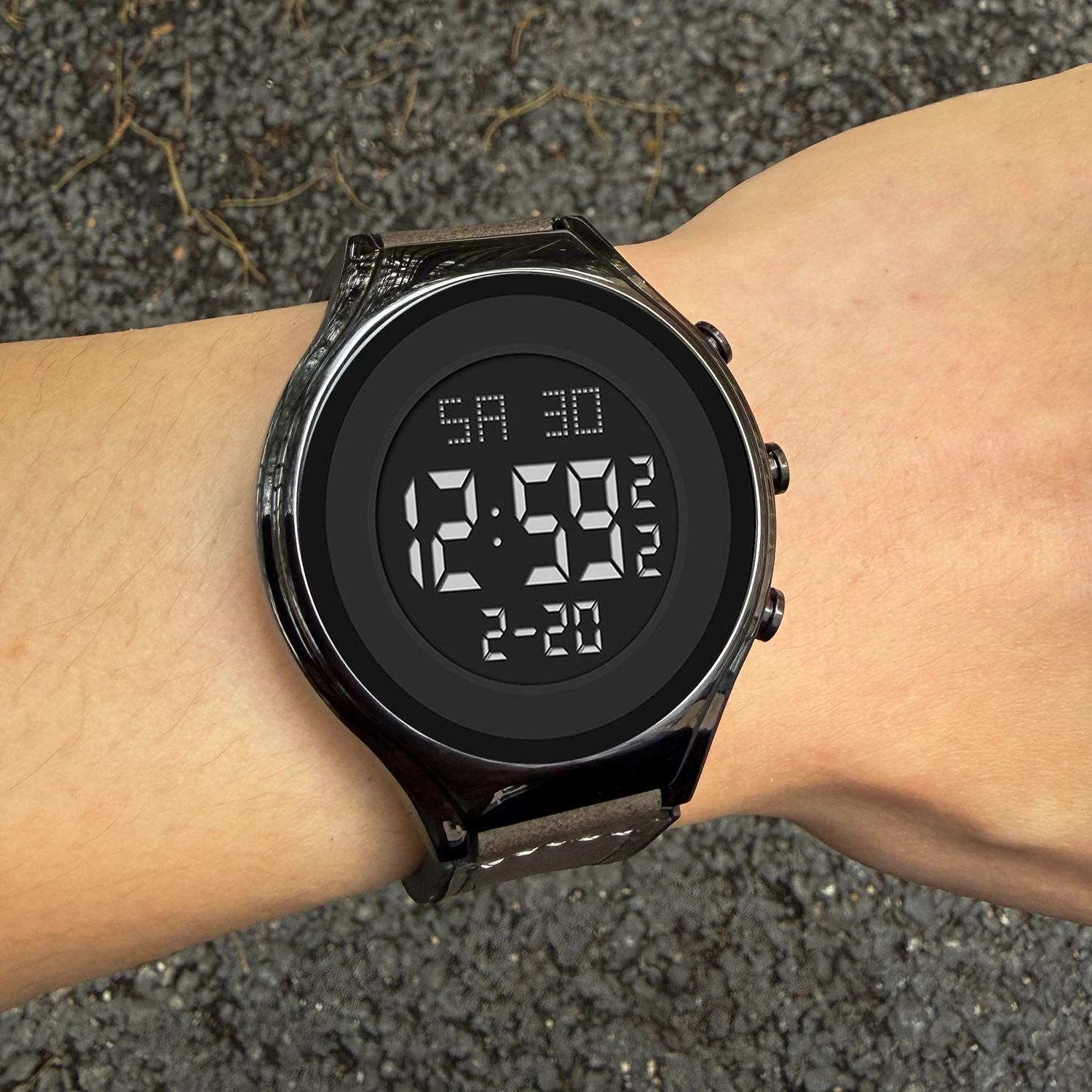 NEW Fashionable Outdoor Multifunctional Digital Men's Watch Leather Strap Shockproof Luminous LED Timing Electronic Watches Gift