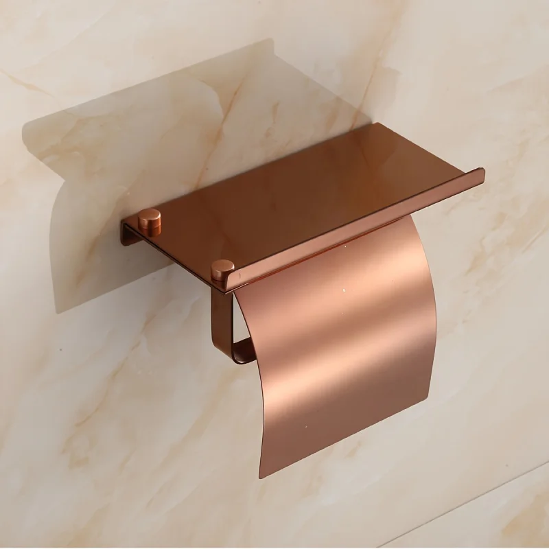 

Stainless Steel Toilet Paper Holder in 4 Colors (Gold, Black, Rose Gold, Mirror). Wall Mount Bathroom Tissue Roll Dispenser for