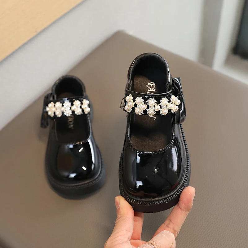 Children Fashion Pearl Leather Shoes Baby Girls Soft Bottom Party Princess Shoes Kids Non-slip Casual Flats Infant shoes