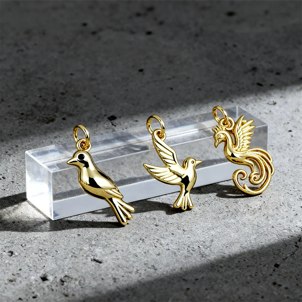 

2Pcs Pendants Brass Bird Charms Cubic Zircon Sparkling Animal for DIY Jewelry Necklace Bracelet Making Accessories for Women Men