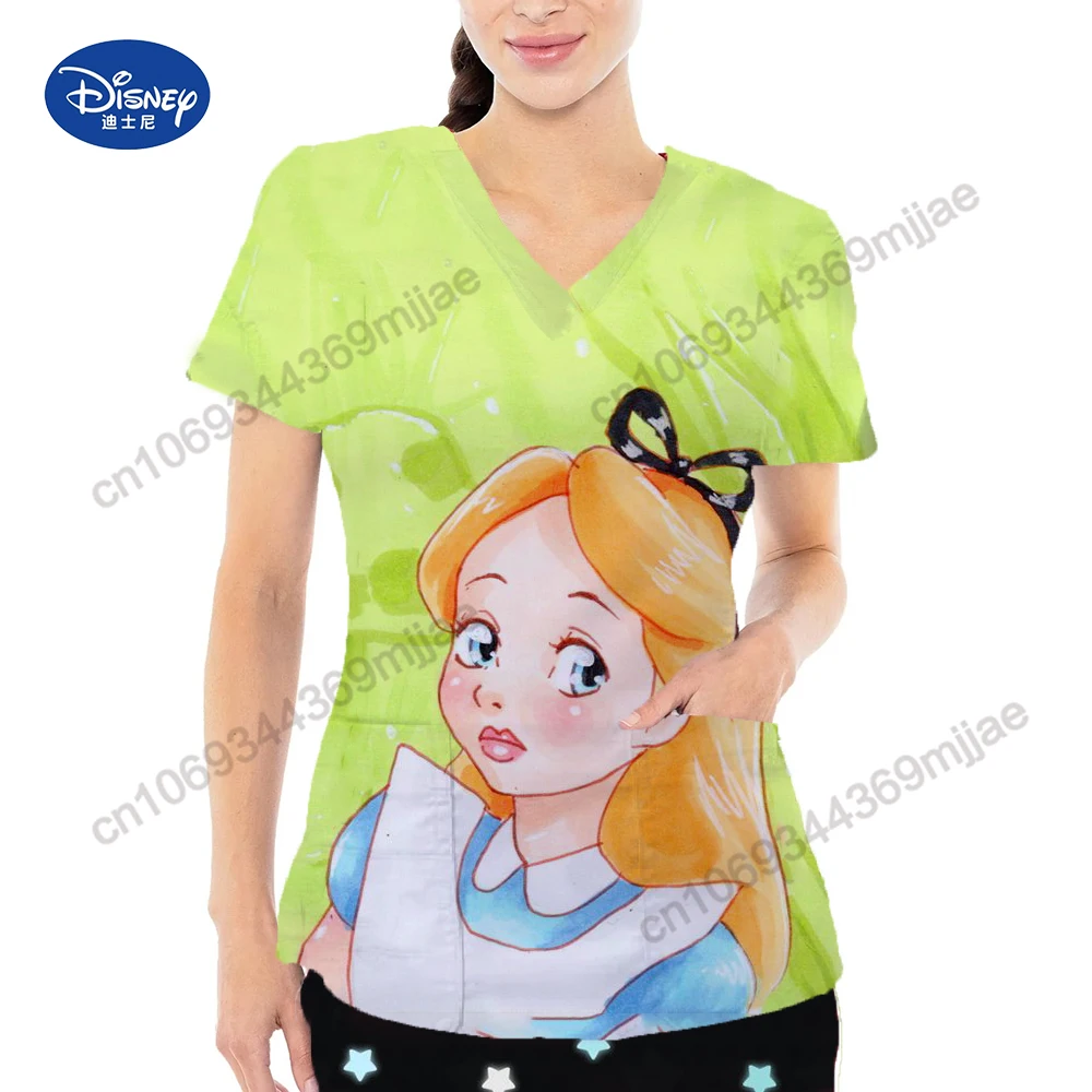 

Disney Pocket V-Neck Korean Style Clothes Women 2023 Traf 2023 Woman Women's T-shirt Graphic Tee Aesthetic Clothing Tops Y2k Yk2