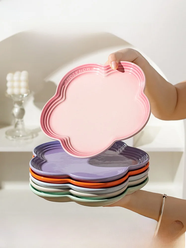 

Современная домохозяйка MONAZONE adient Glazed Cerc Petal Dinner Plate для домашнего использования, высококачественная фарфоровая тарелка для еды Di