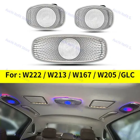 자동차 천장 LED 앰비언트 라이트 스피커, 메르세데스 벤츠 C, E, S 클래스 W213, W222, W205, X253, 안경 케이스, 사운드 RGB 경적, 7/64 색상