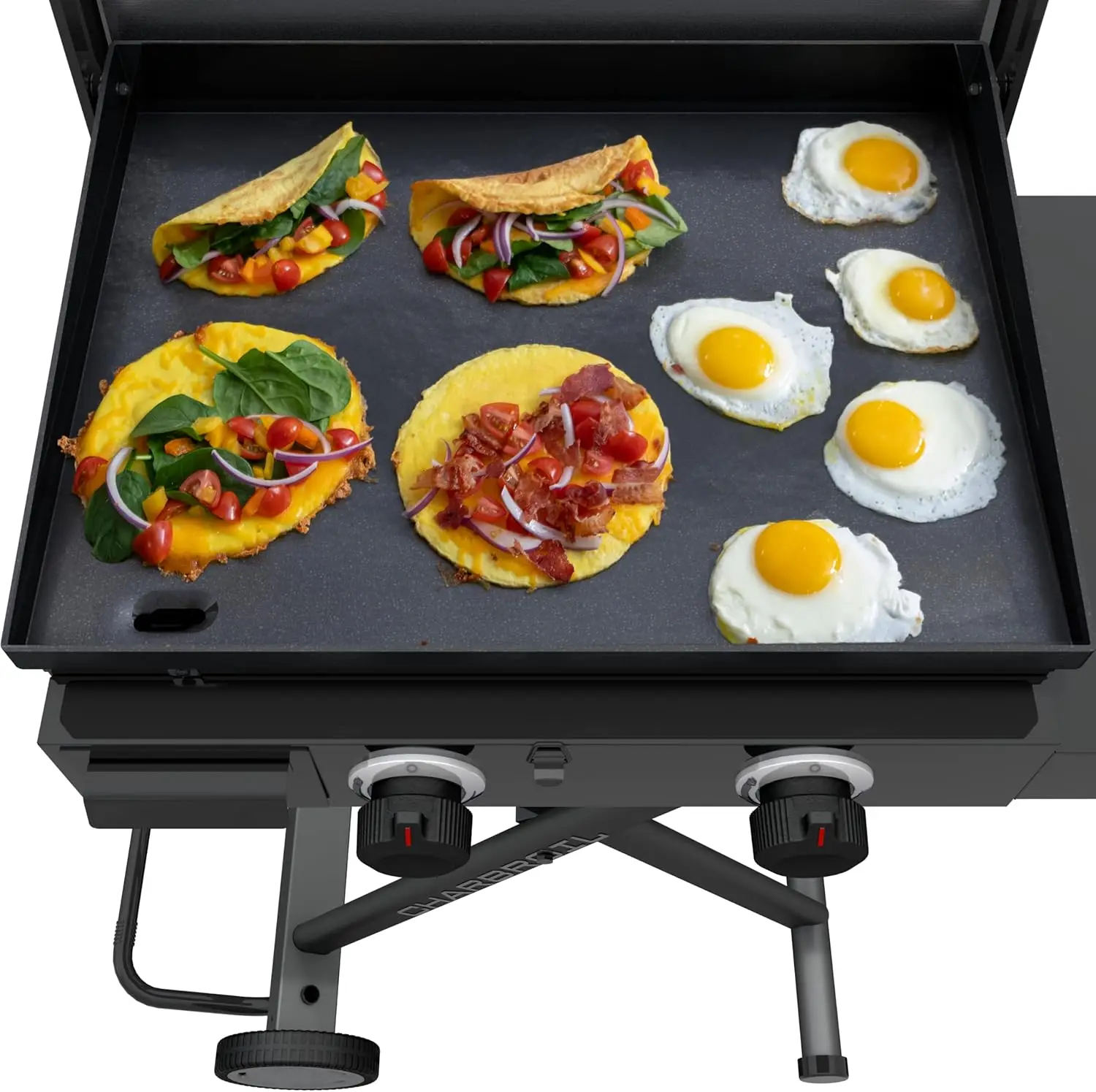 Black Folding Cart 2-Burner Portable Propane Gas Griddle for Outdoor Use, 22\
