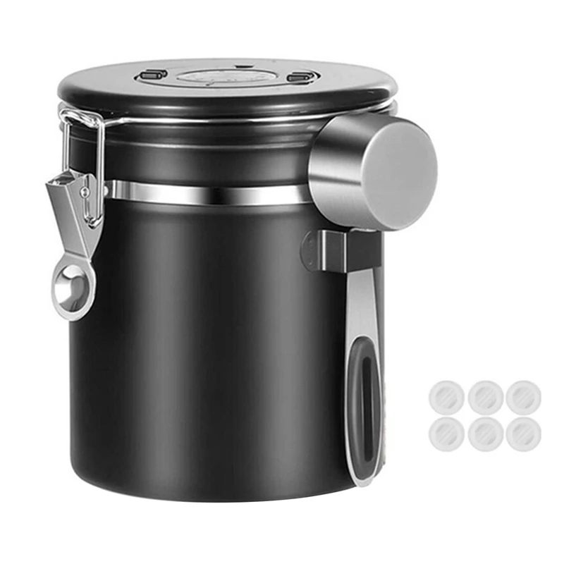 Promotion! Coffee Canister,1.5L Coffee Storage Container One-Way Co2 Valve With Date Tracking Wheel,For Store Tea,Coffee Beans,E